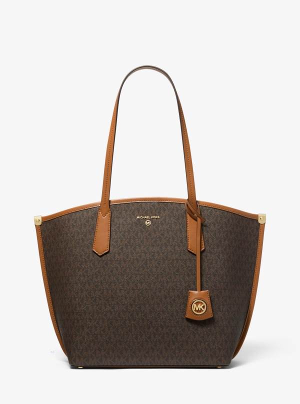 Damske Prenosná Taška Michael Kors Jane Large Logo Čokoláda Žlté - Kabelky Michael Kors Lacne | AVCRB-0153